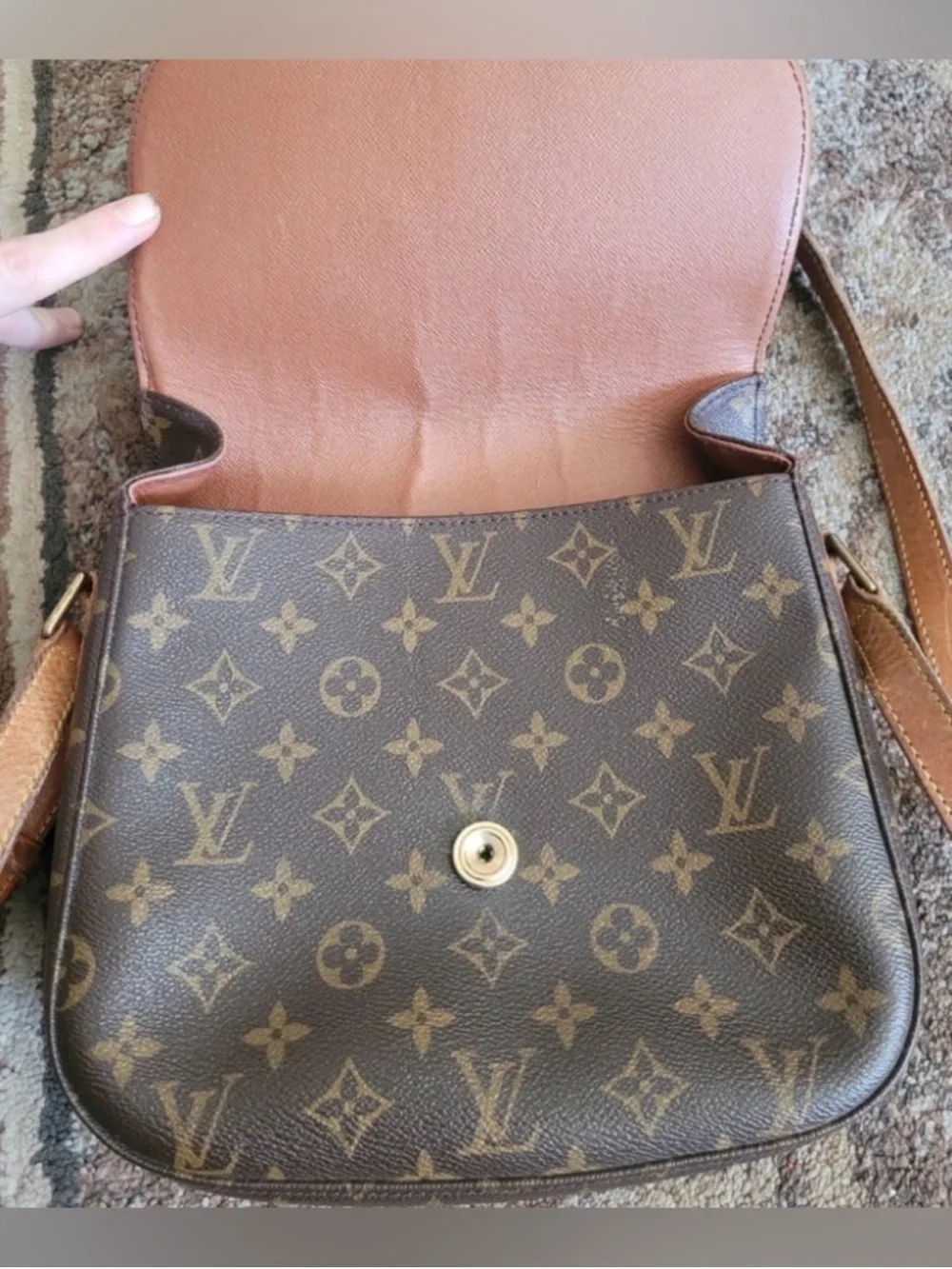 Vintage Louis Vuitton Brown Monogram Saint Cloud Crossbody with Tan Accent - Picture 6 of 16